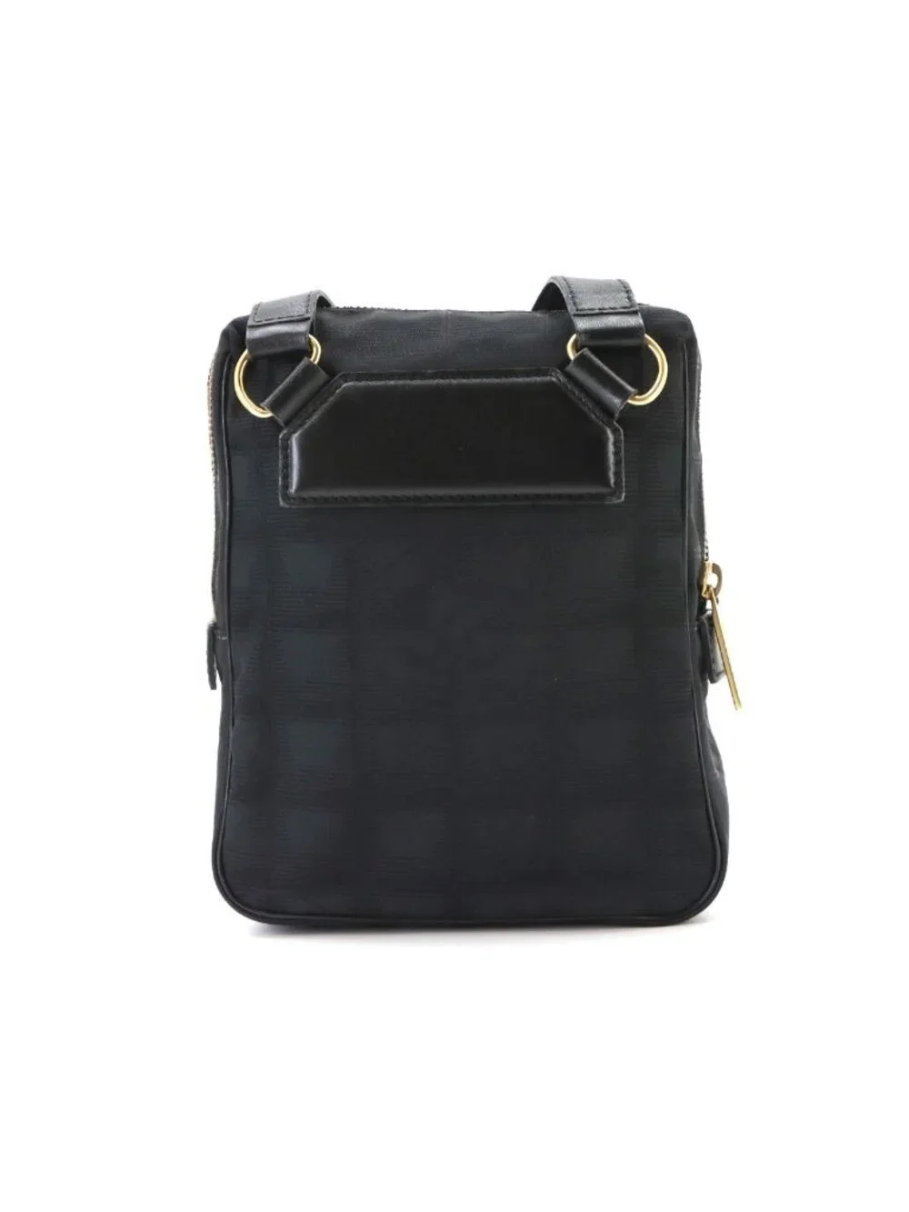 Chanel New Travel Line Shoulder Bag Nylon Jacquard Leather Black